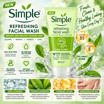 Simple, Kind to Skin Refreshing Facial Wash 150ml
