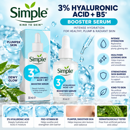 Simple, 3% Hyaluronic Acid + Vitamin B5 Booster Serum 30ml
