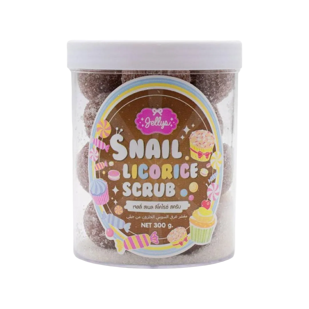Jellys Snail Licorice Scrub 300g, all about skin doha, skincare, qatar, beauty, cosmetics, trending, tiktok, snapchat, facebook, instagram, Perfume, reels, hightlights, followers, fyp
