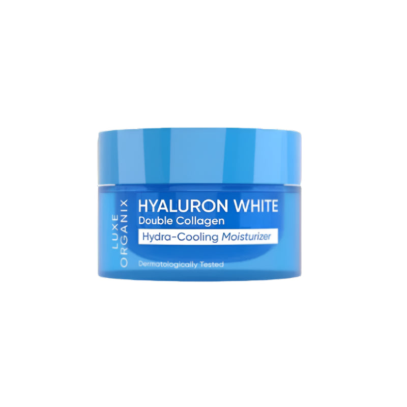 Luxe Organix Hyaluron White Double Collagen Hydra-Cooling Moisturizer 50g all about skin doha, skincare, qatar, beauty, cosmetics, trending, tiktok, snapchat, facebook, instagram, Perfume, reels, hightlights, followers, fyp