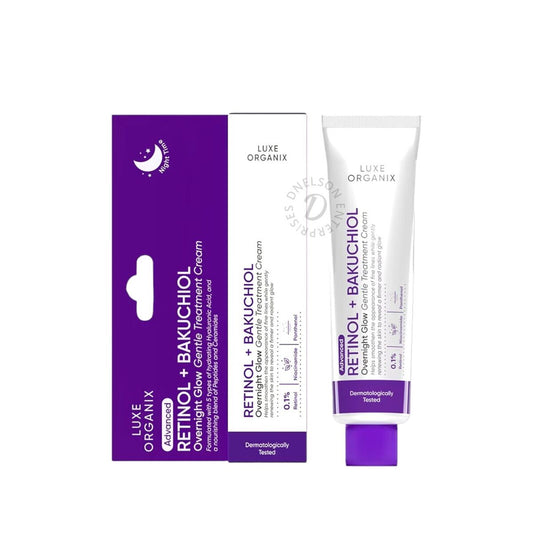 Luxe Organix, Advance Retinol + Bakuchiol Overnight Glow Gentle Treatment Cream 30g - AllAboutSkinDohaQatar