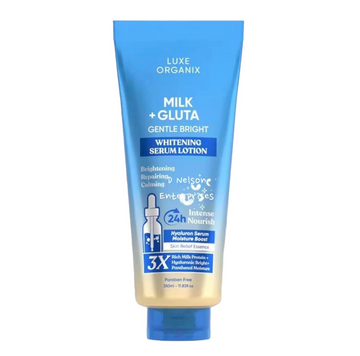 Luxe Organix, Milk + Gluta Gentle Bright Whitening Serum Lotion 350ml, all about skin doha, skincare, qatar, beauty, cosmetics, trending, tiktok, snapchat, facebook, instagram, Perfume, reels, hightlights, followers, fyp