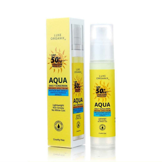Buy Luxe Organix, SPF 50+ PA*** UVA/UVB Protection Aqua Daily Sunscreen 50ml Online in Qatar