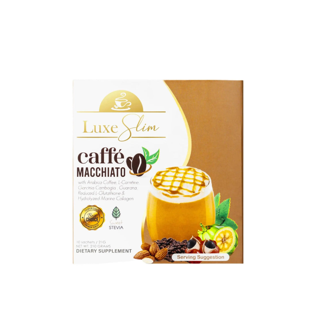 Luxe Slim, Caffe Macchiato 10Sachets all about skin doha, skincare, qatar, beauty, cosmetics, trending, tiktok, snapchat, facebook, instagram