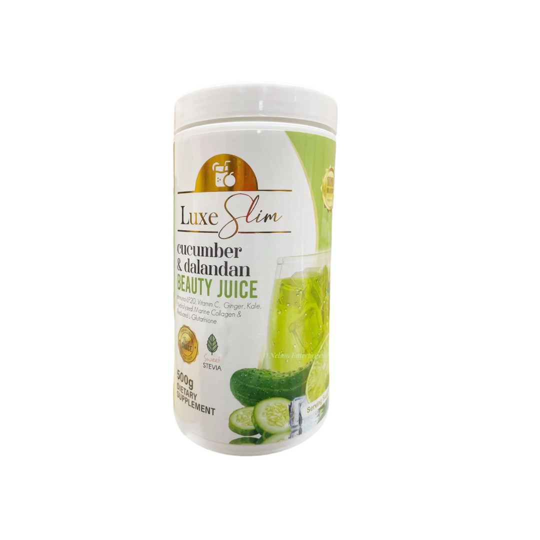 Luxe Slim, Cucumber & Dalandan Beauty Juice 500g, all about skin doha, skincare, qatar, beauty, cosmetics, trending, tiktok, snapchat, facebook, instagram, Perfume, reels, hightlights, followers, fyp