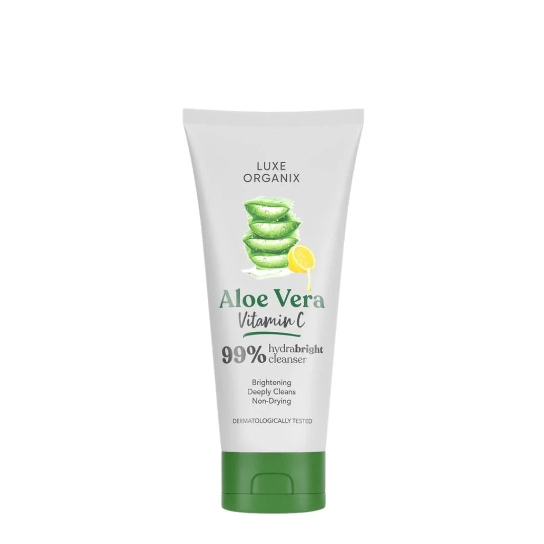 Luxe Organix, 99% Aloe Vera Vitamin C Hydra bright Cleanser 120ml - allaboutskindohaqatar
