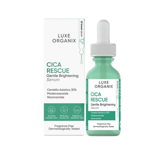 Luxe Organix, Cica Rescue Gentle Brightening Serum 30ml, all about skin doha, skincare, qatar, beauty, cosmetics, trending, tiktok, snapchat, facebook, instagram, Perfume, reels, hightlights, followers, fyp