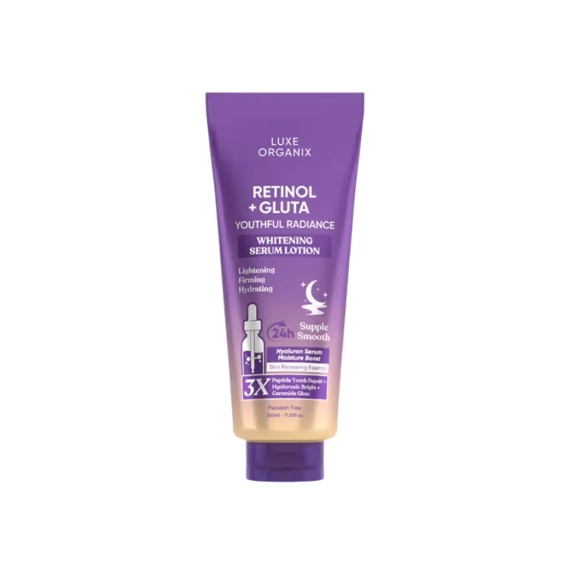Buy Luxe Organix, Retinol + Gluta Youthful Radiance Whitening Serum Lotion 350ml Online in Qatar