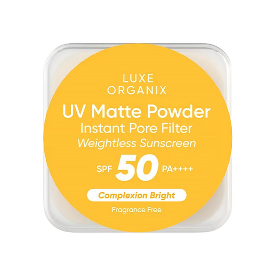 Luxe Organix, UV Matte Powder Instant Pore Filter Weightless Sunscreen SPF50 PA++++ 15g, all about skin doha, skincare, qatar, beauty, cosmetics, trending, tiktok, snapchat, facebook, instagram, Perfume, reels, hightlights, followers, fyp