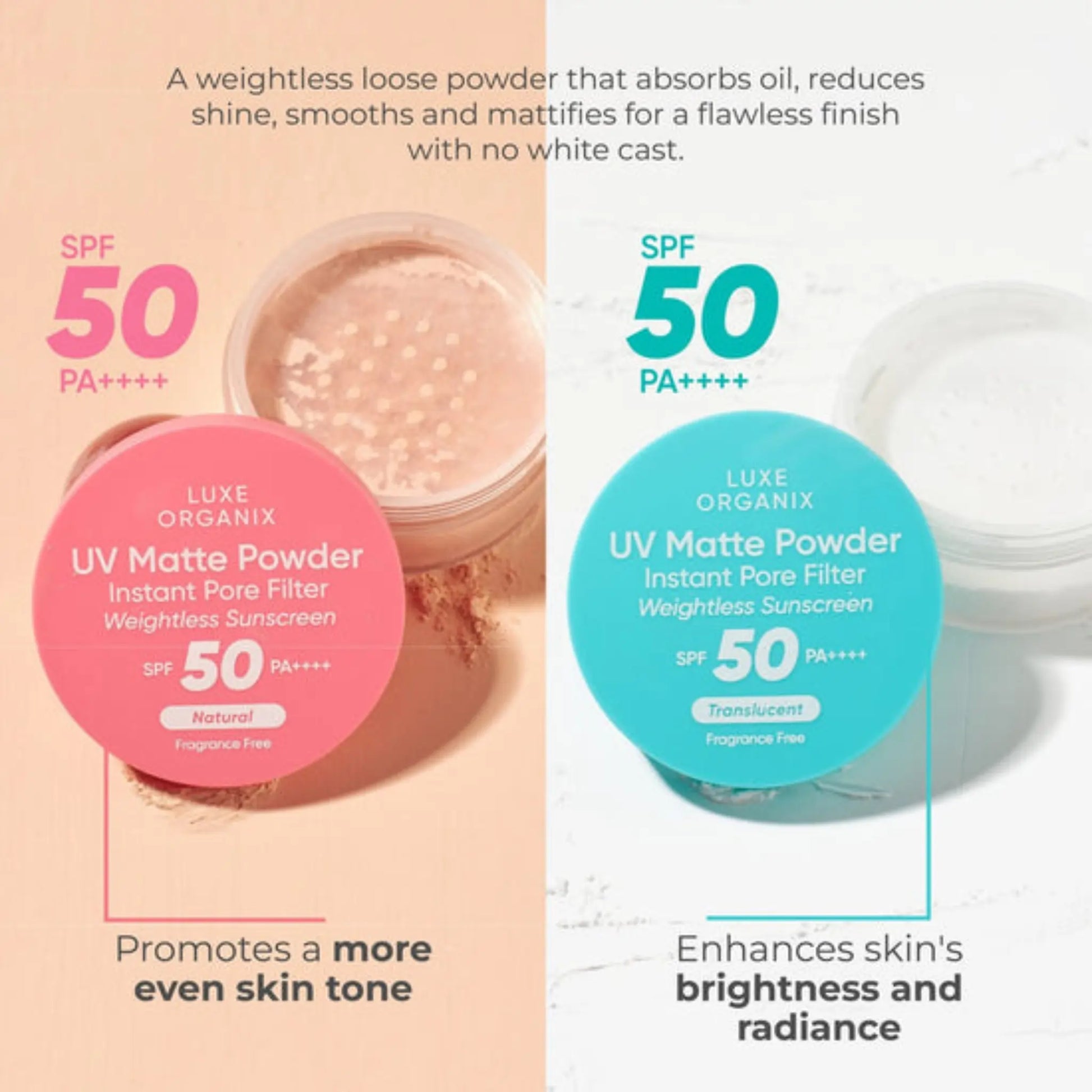 Luxe Organix, UV Matte Powder Instant Pore Filter Weightless Sunscreen SPF50 PA++++ 15g price in Qatar