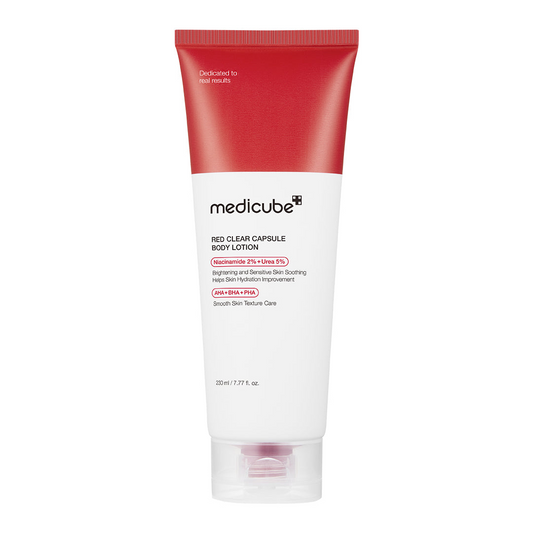 Medicube, Red Clear Capsule Body Lotion 230ml, 
all about skin doha, skincare, qatar, beauty, cosmetics, trending, tiktok, snapchat, facebook, instagram, Perfume, reels, hightlights, followers, fyp