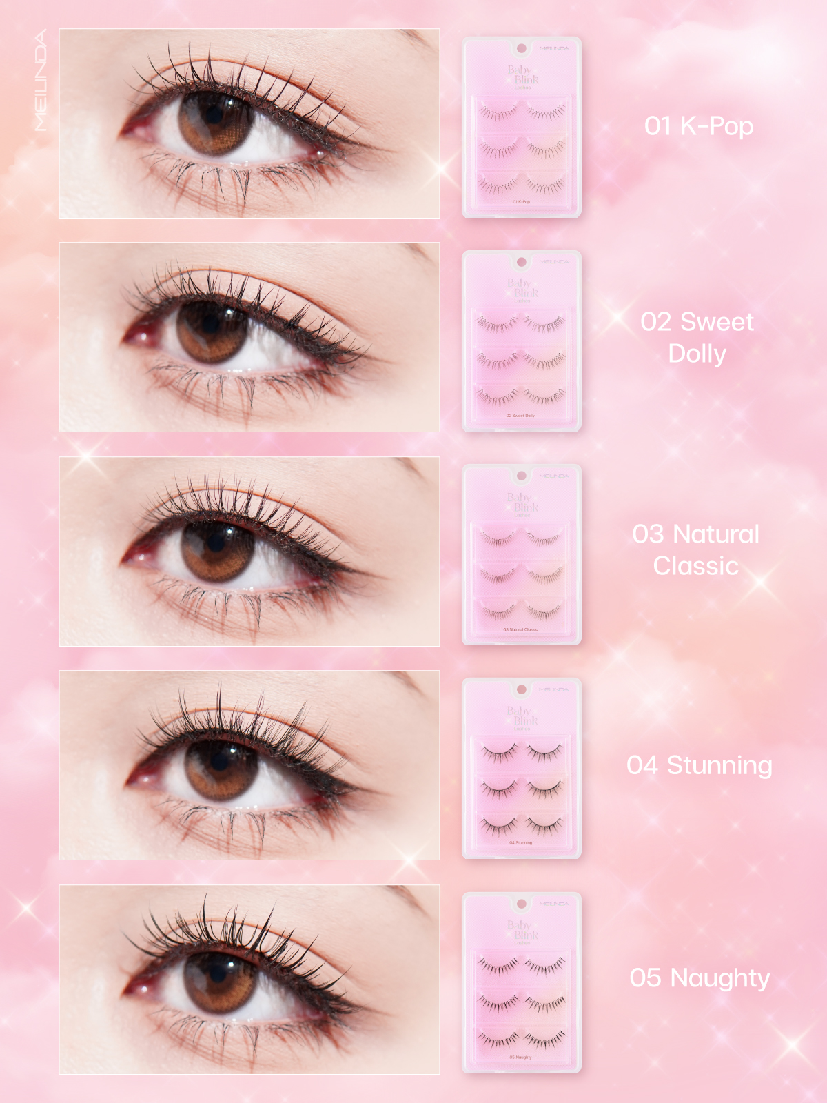 Meilinda, Baby Blink Lashes 3pairs,