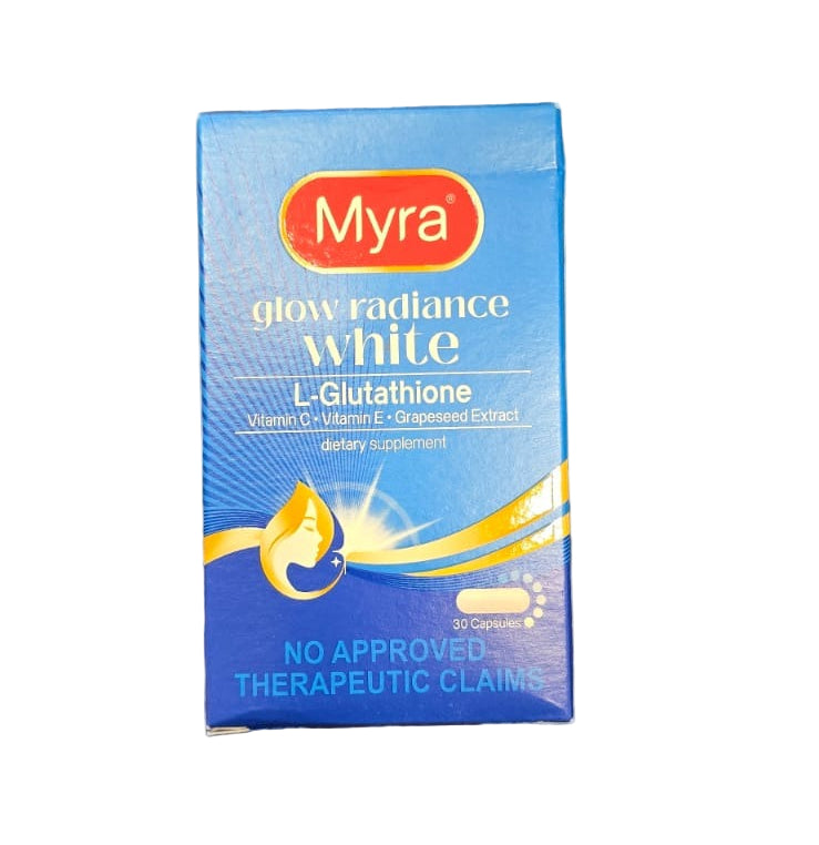 Myra Glow Radiance White L-Glutathione 30 Capsules in Qatar Myra Glow Radiance White L-Glutathione 30 Capsules in Qatar