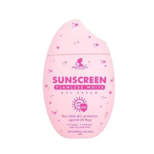 Perfect Skin, Sunscreen Flawless White Gel Cream SPF60 50g, all about skin doha, skincare, qatar, trending, tiktok, snapchat, facebook, instagram, beauty, cosmetics