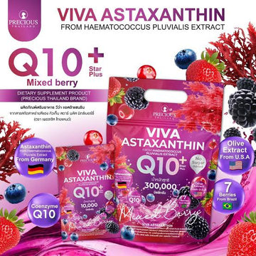 Precious Skin, VIVA Astaxanthin from Haematococcus Pluvialis Extract Q10+ Mixed Berry Flavor 30 Sachets (30pcs)