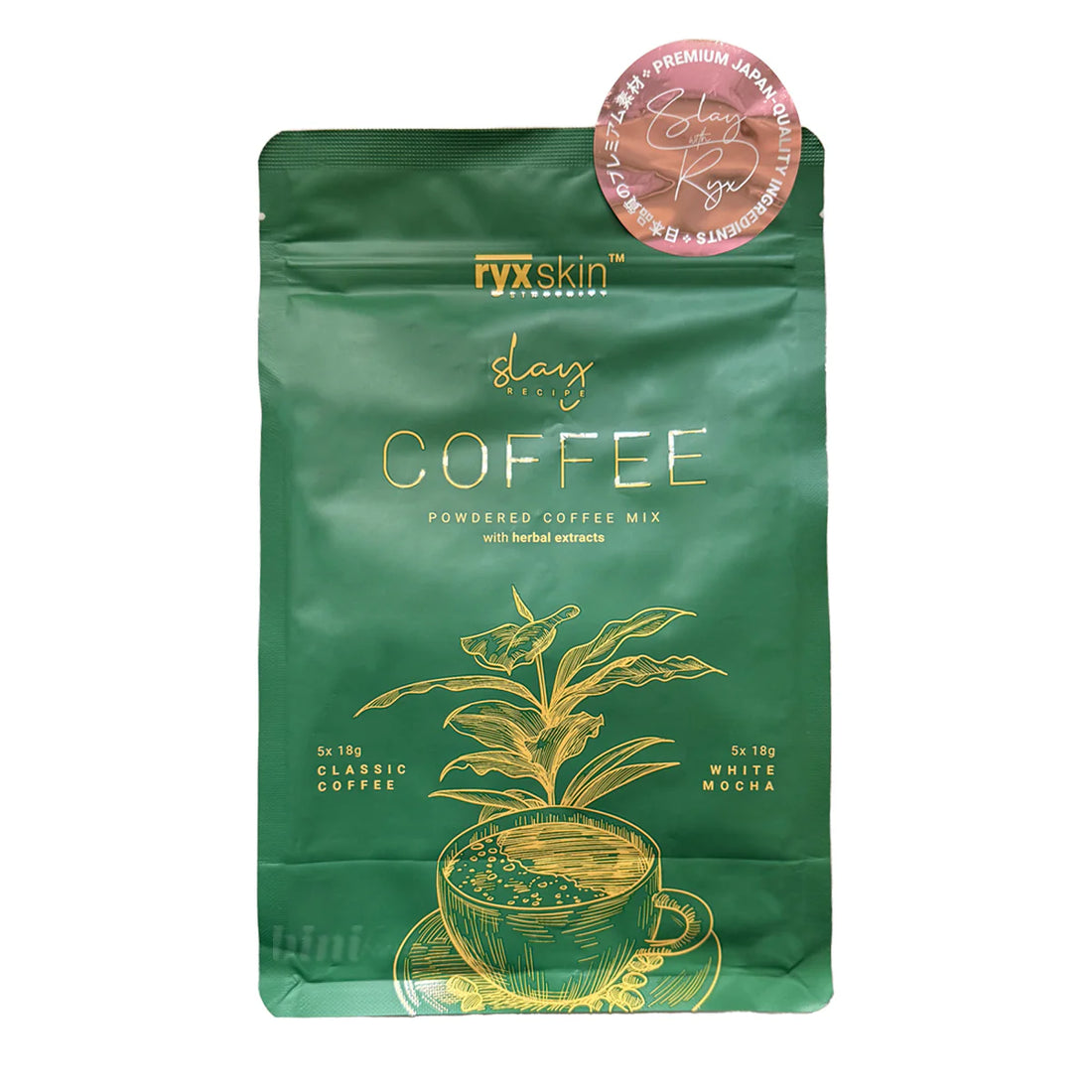 Ryx Skin Sincerity, Slay Recipe Coffee - Powdered Coffee Mix with Herbal Extract 18gx5Sachets, all about skin doha, skincare, qatar, beauty, cosmetics, trending, tiktok, snapchat, facebook, instagram, Perfume, reels, hightlights, followers, fyp