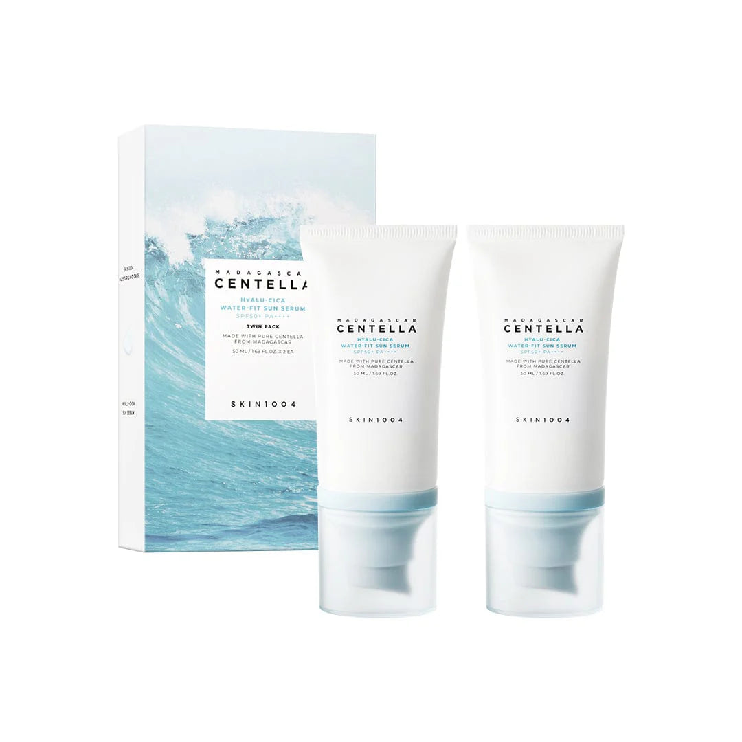 Buy SKIN1004, Madagascar Centella Hyalu-Cica Water Fit Sun Serum SFP50+ PA+++ Twin Pack 50ml Online in Qatar