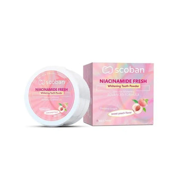 Buy Scoban, Niacinamide Fresh Whitening Tooth Powder Sweet Peach Flavor 50g Online in Qatar