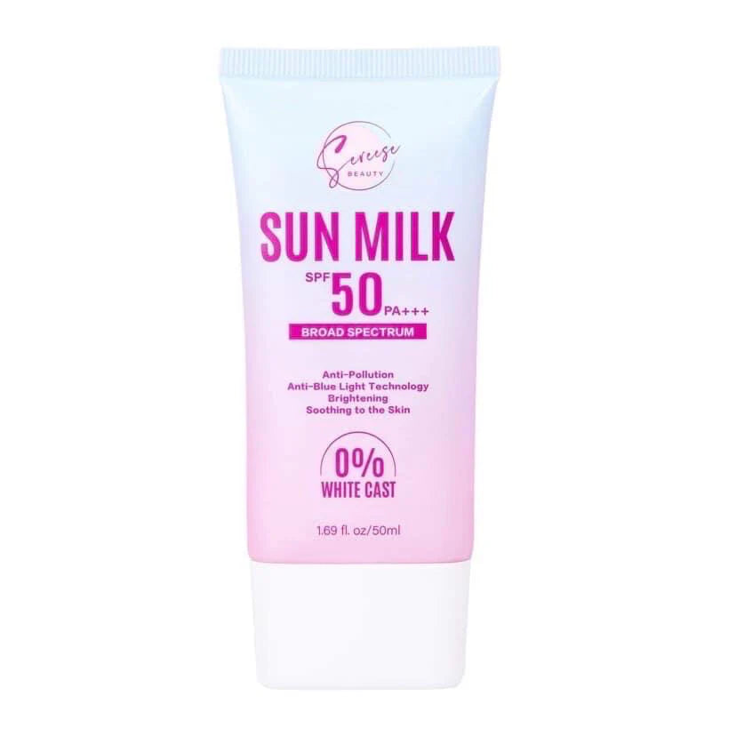 Sereese Beauty, Sun Milk SPF 50 PA+++ 50ml all about skin doha, skincare, qatar, beauty, cosmetics, trending, tiktok, snapchat, facebook, instagram
