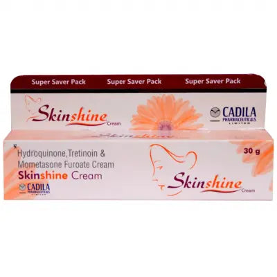 Buy Skinshine, Hydoquinone, Tretinoin & Mometasone Furoate Cream (2.0%  + 0.025% + 0.1%) 15g by Cadila Online in Qatar
