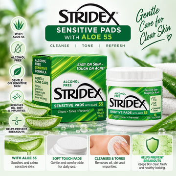 Stridex, Sensitive Pads With Aloe 55 Pads