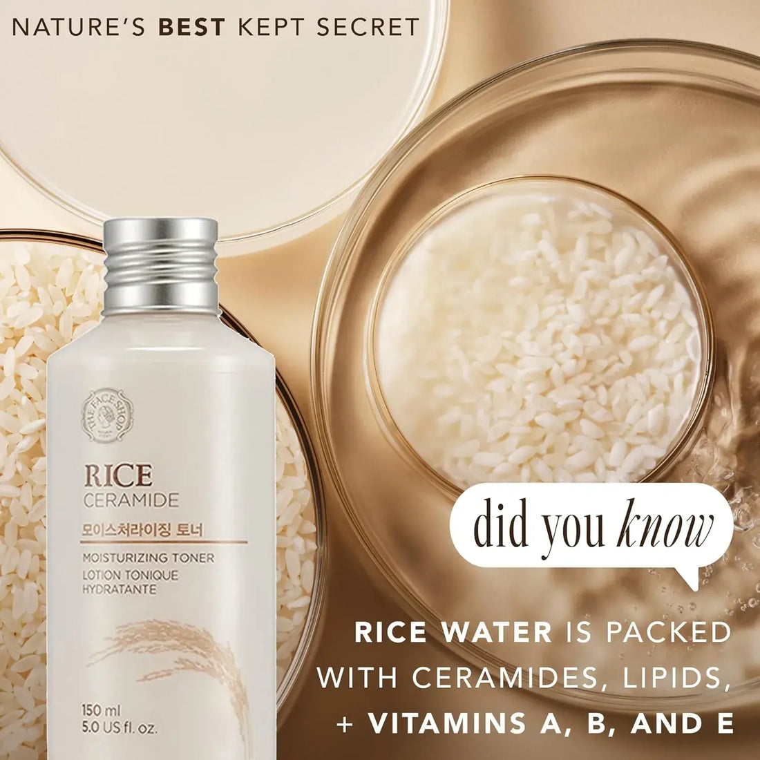 Buy The Face Shop, Rice Ceramide Moisturizing Toner Lotion 150ml Online in Qatar