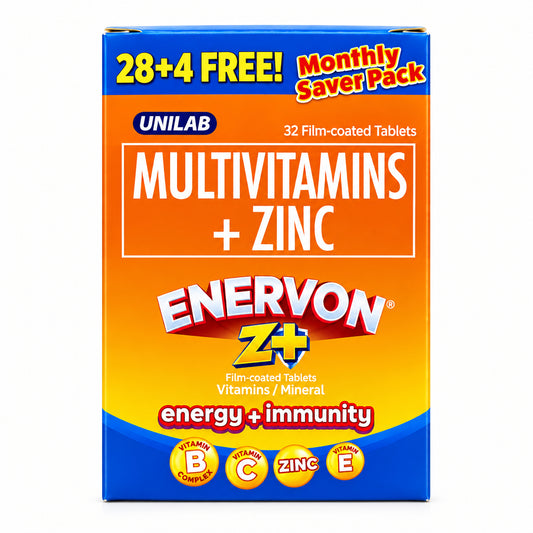 Unilab, Enervon Z+ Multivitamins with Zinc 32 Tablets