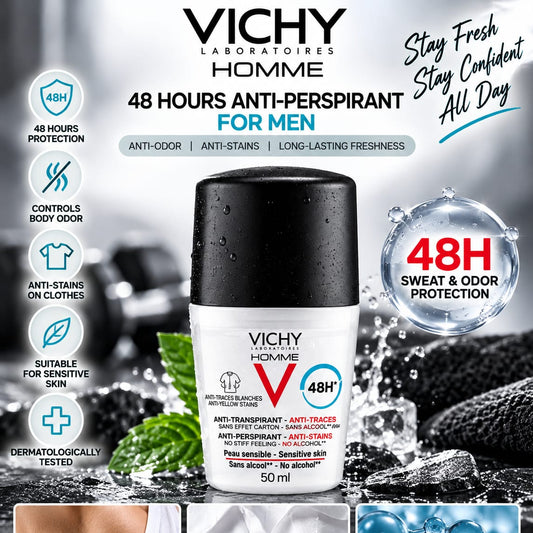 Vichy, 48 Hours Anti-Perpirant For Men Men Deodorant 50ml