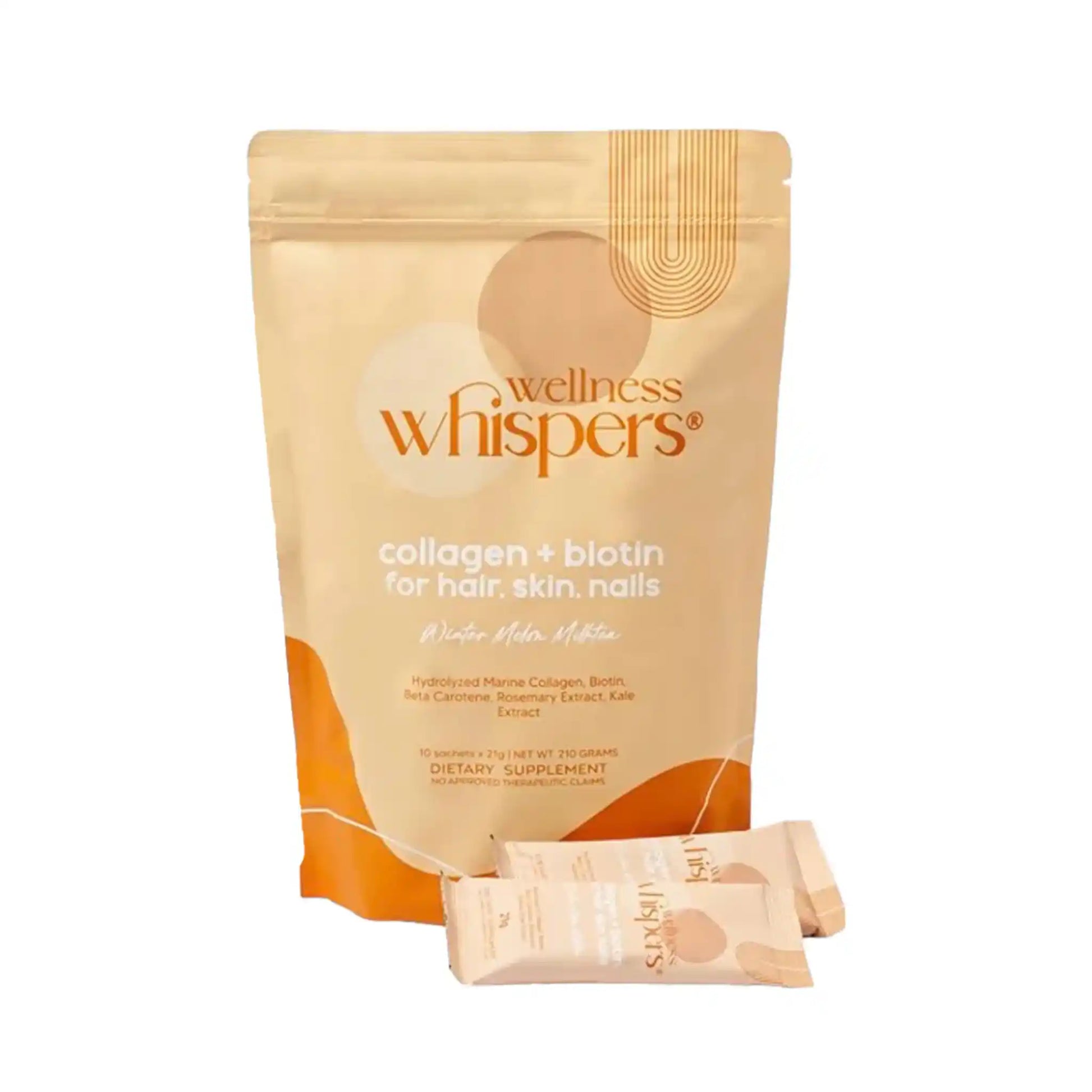 Buy Wellness Whispers, Collagen + Biotin Melon Winter Milk Tea 10 Sachets Online in Qatar