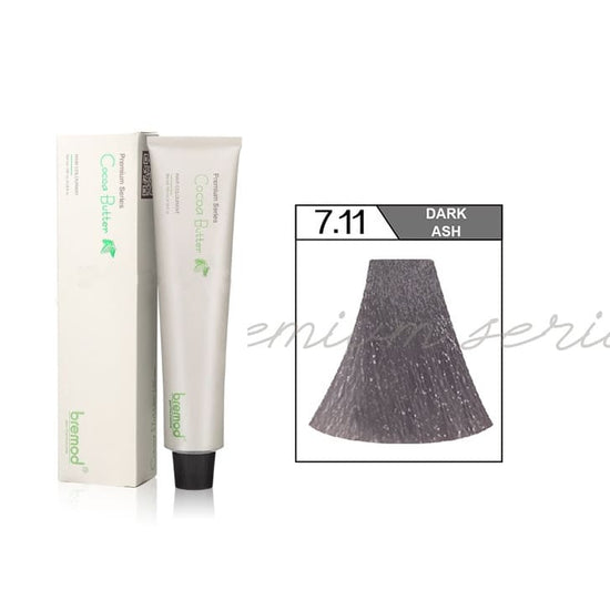 Bremod, Premium Series Cocoa Butter Hair Color - 7.11 Dark Ash