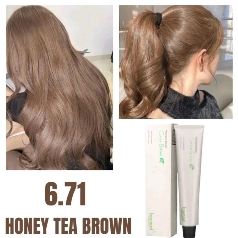 Bremod, Premium Series Cocoa Butter Hair Color - 6.71 Honey Tea Brown