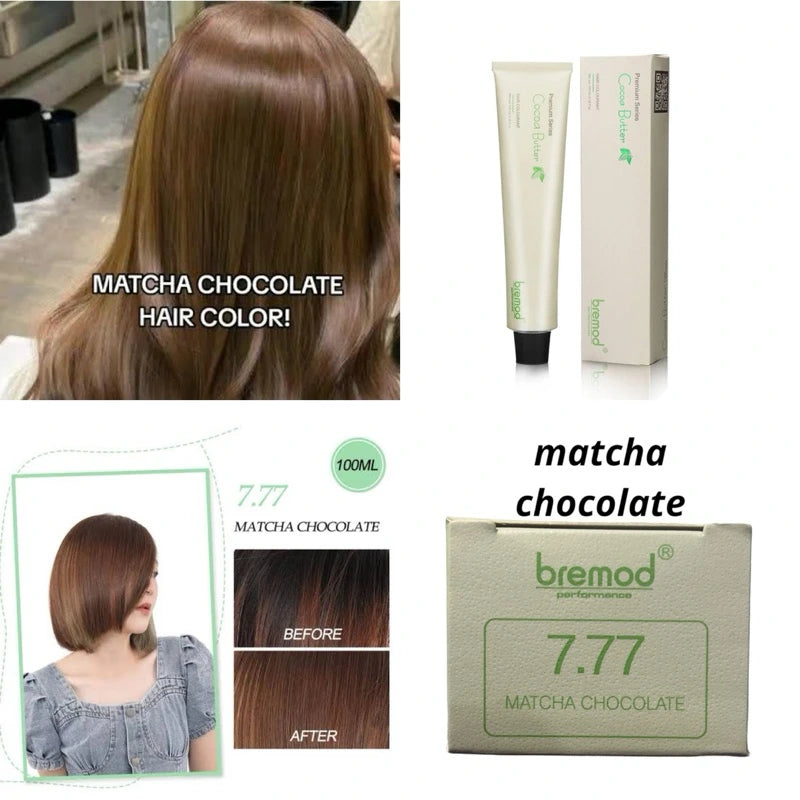 Bremod, Premium Series Cocoa Butter Hair Color - 7.77 Matcha Chocolate