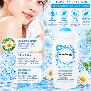 Femfresh, Active Wash Ph & Microbiome Balanced 250ml