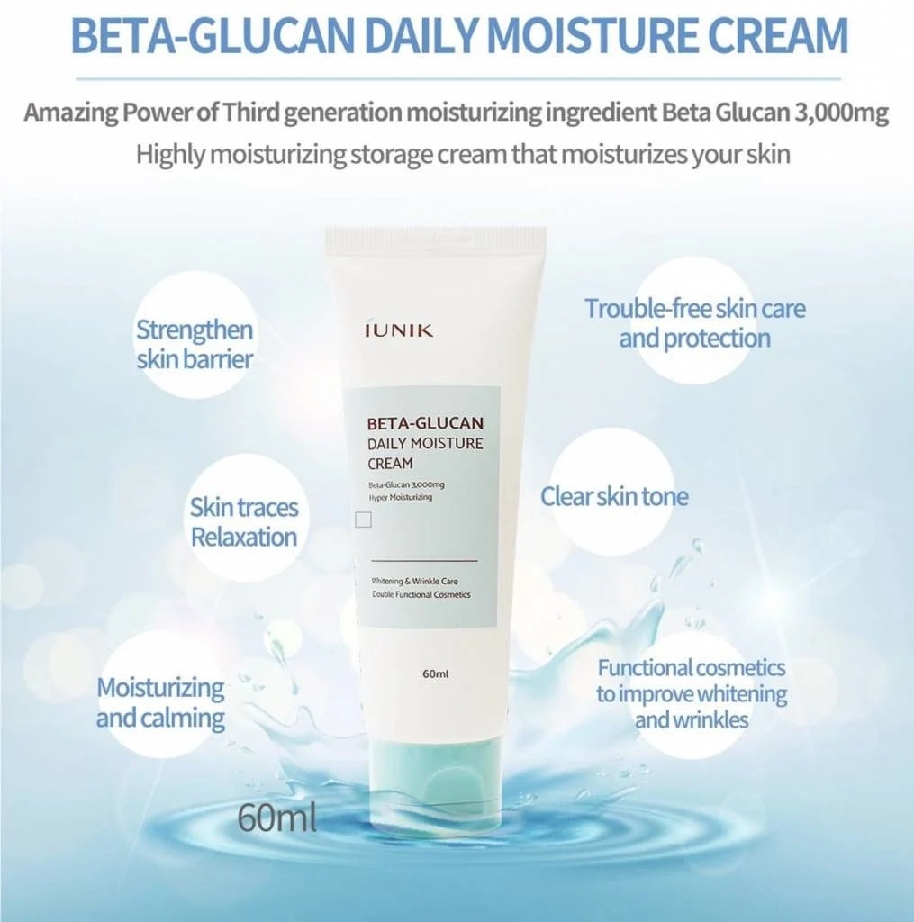 Buy IUNIK, Beta-Glucan Daily Moisture Cream 60ml Online in Qatar